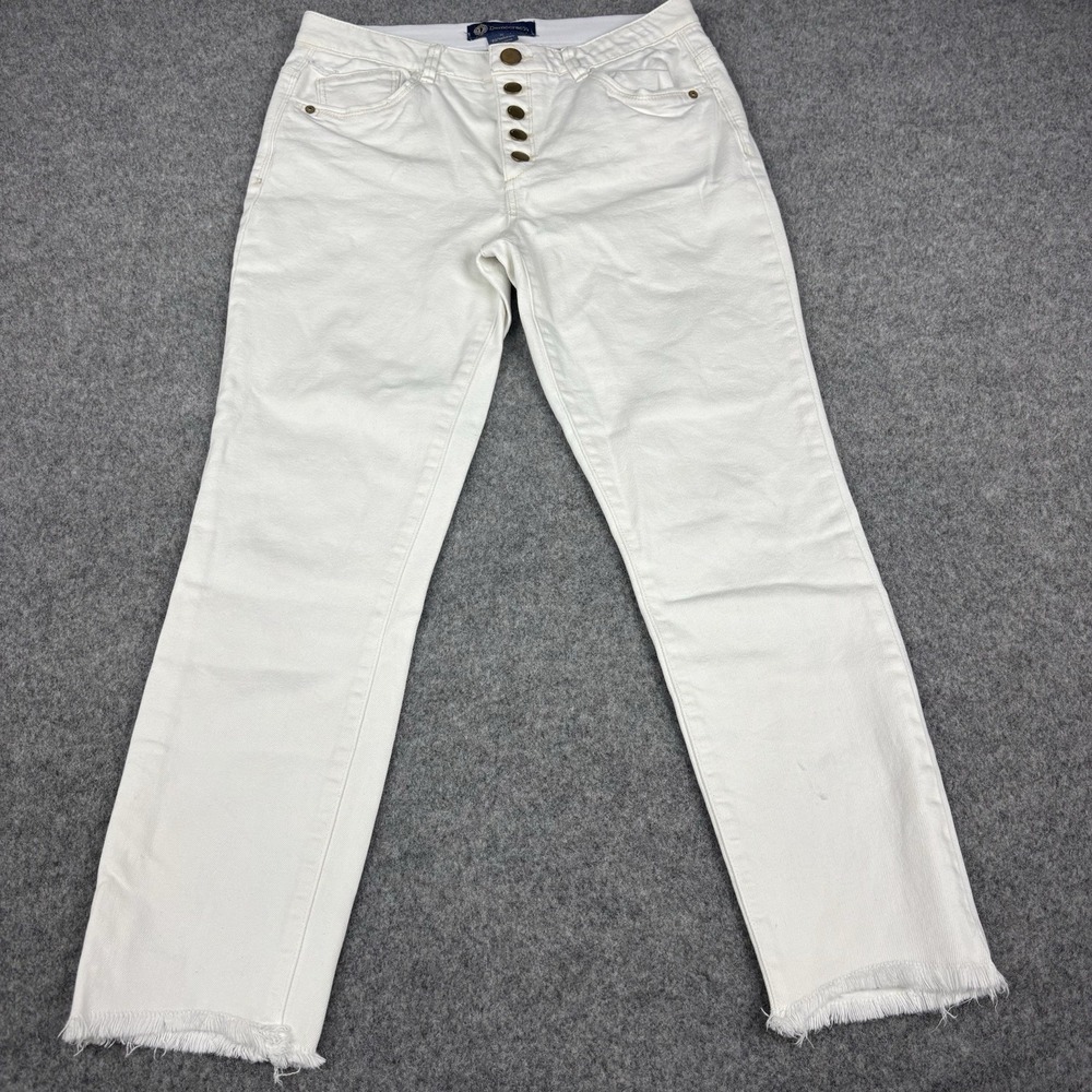 Democracy Ab Solution Jeans Women's 8 White Button Fly‎ Frayed Hems Casual Denim
